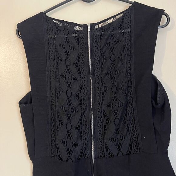 Sandro Paris dress lace midi black ribbed 6 woman’s - Picture 6 of 10
